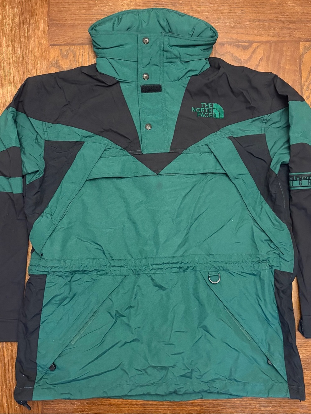 Vintage The North Face Green and Black Pullover Extreme Light Anorak Jacket Sz L